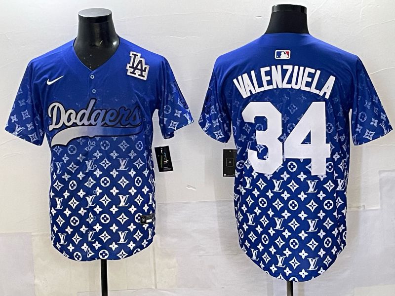 Men Los Angeles Dodgers #34 Valenzuela Blue Nike 2025 MLB jersey 08